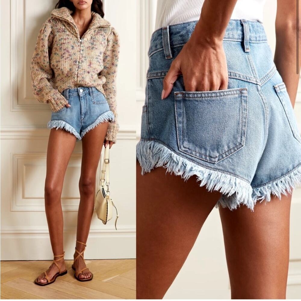 Isabel Marant Etoile Cutoff Denim Shorts‎ in Light Blue Size 12 New